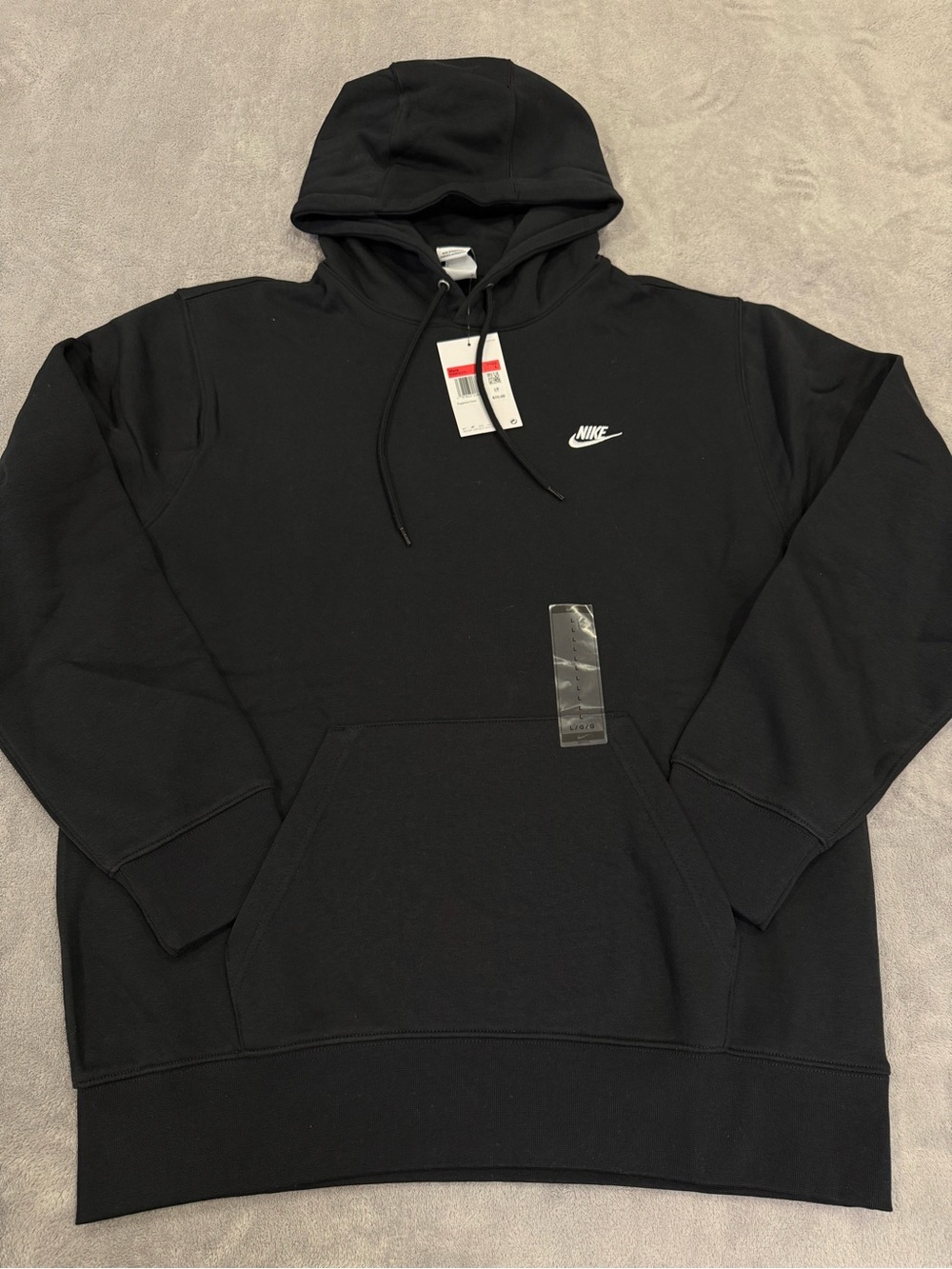 Nike Club Fleece Pullover Hoodie Black. Size large